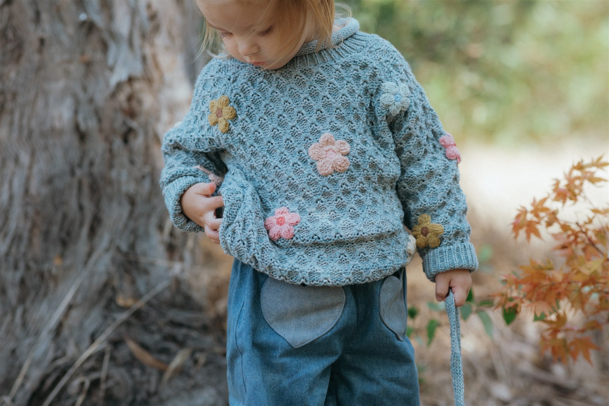 Wild on sale Wawa Rainbow cardigan /Mustard vintage blue/5-6Y